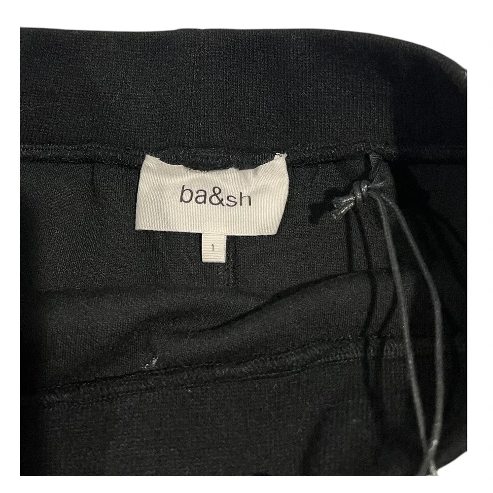 NWT Ba&Sh Jupe Holly Knit Midi Skirt Black A-Line‎ Elastic Waist 1